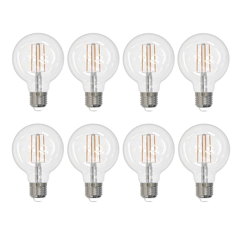 Bulbrite Pack of (8) 7 Watt Dimmable Filament G25 Medium (E26) LED Bulb - 800 Lumens, 3000K, and 80 CRI - Clear