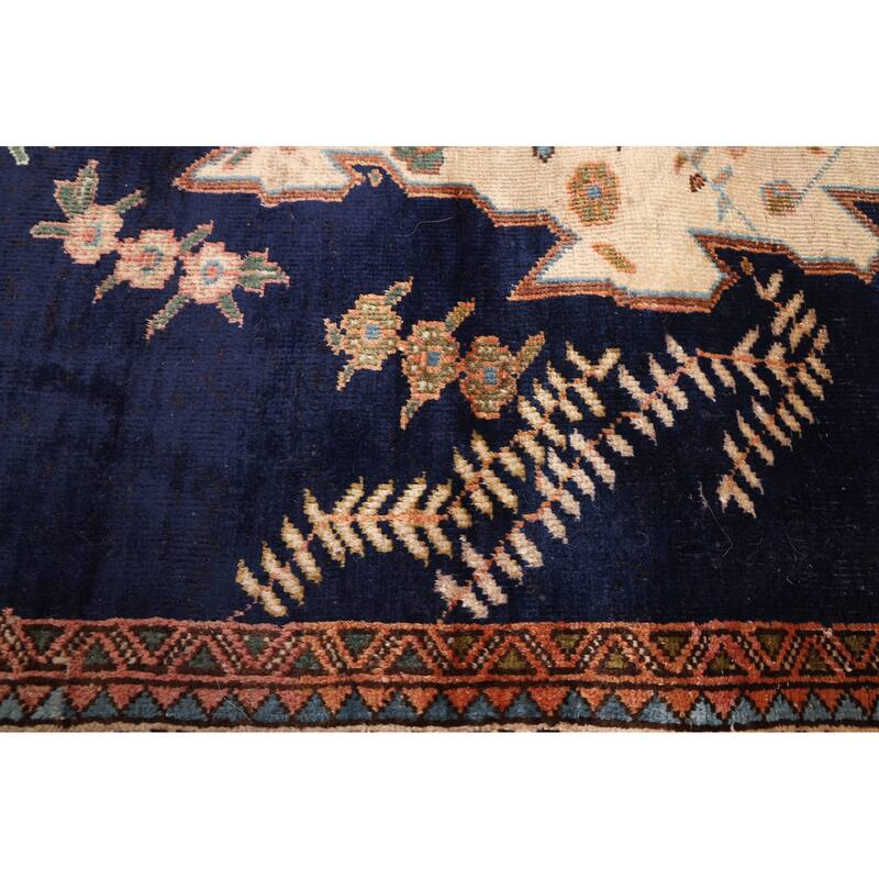 ECARPETGALLERY Hand-knotted Anatolian Vintage Dark Navy Wool Rug - 4'8 x 9'9