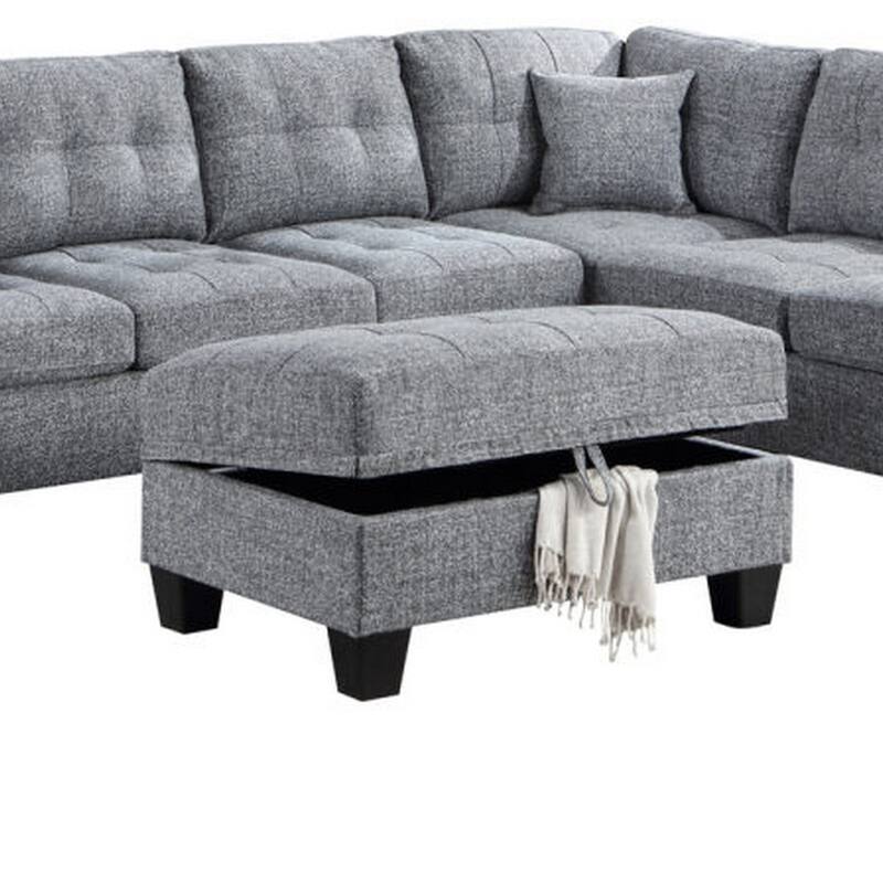 Tio 108 Inch Sectional Sofa with Reversible Chaise, Ottoman, Gray Tweed