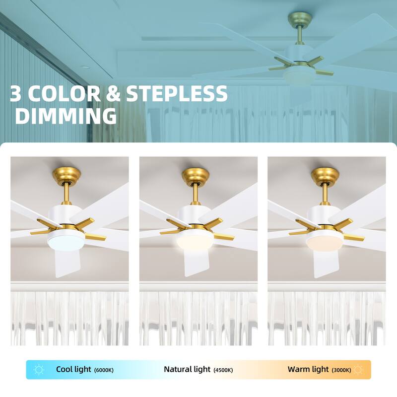 52 Inch Smart Ceiling Fan with Light Remote and APP Control