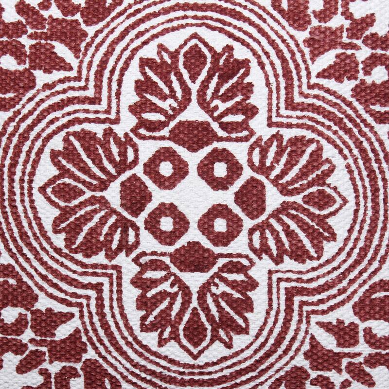 Handwoven Moroccan Medallion Square Throw Pillow Cover - 20" - White and Red