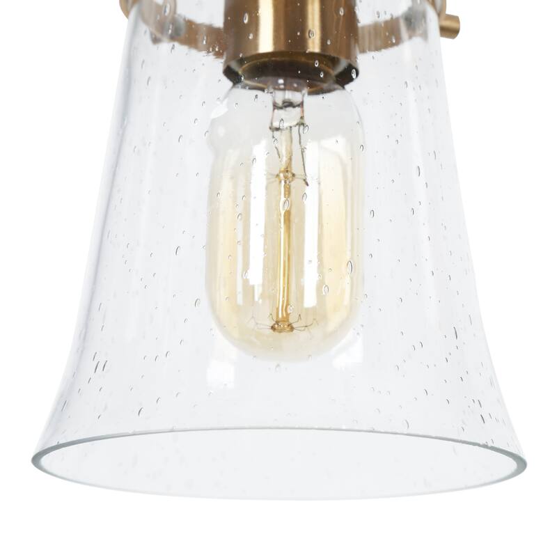 Haye Modern Gold 3-Light Semi-Flush Mount Glass Ceiling Lights - 18.9" D x 15.4" H