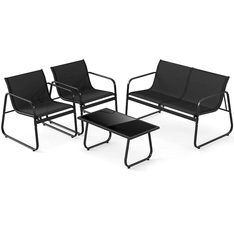 Costway 4 PCS Patio Furniture Set Fabric Lawn Chairs and Loveseat with - See Details