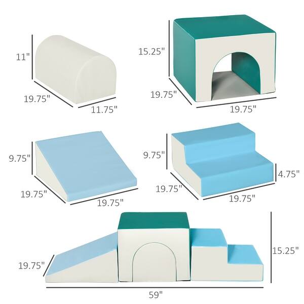 4 Piece Foam Play Set Crawling & Sliding Set for Toddlers