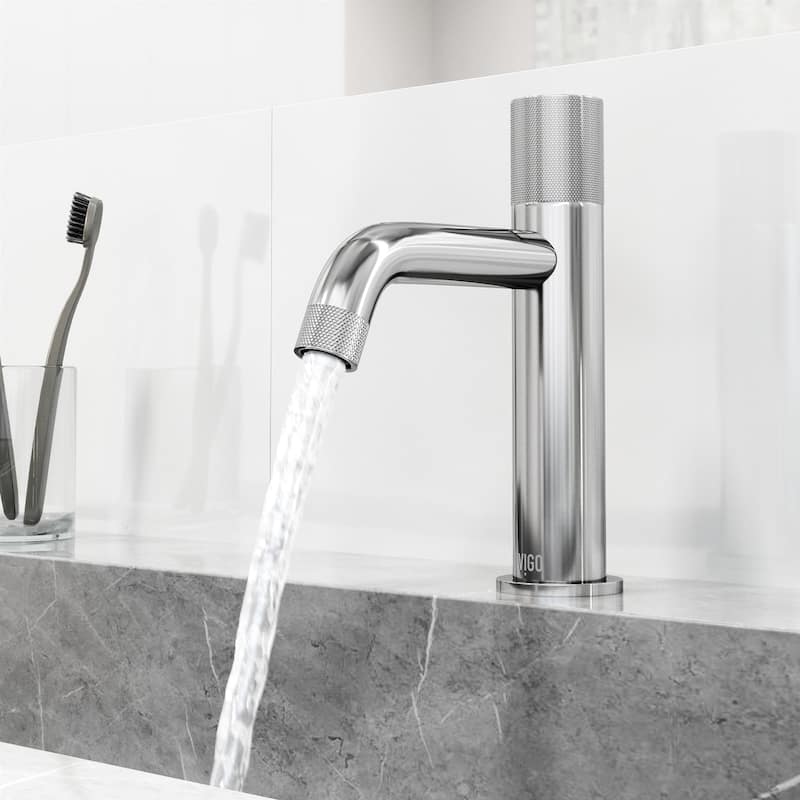 VIGO Apollo 8" H Button Operated Single Hole Bathroom Faucet