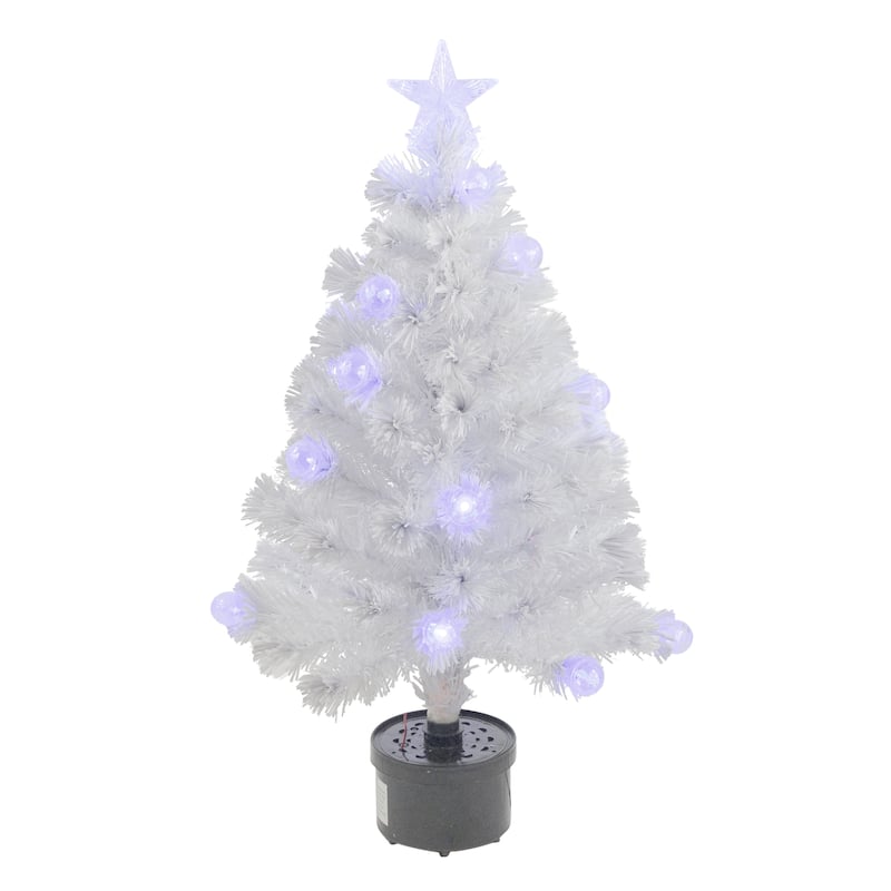 3' Pre-Lit White Fiber Optic Artificial Christmas Tree, White Lights - 3 Foot