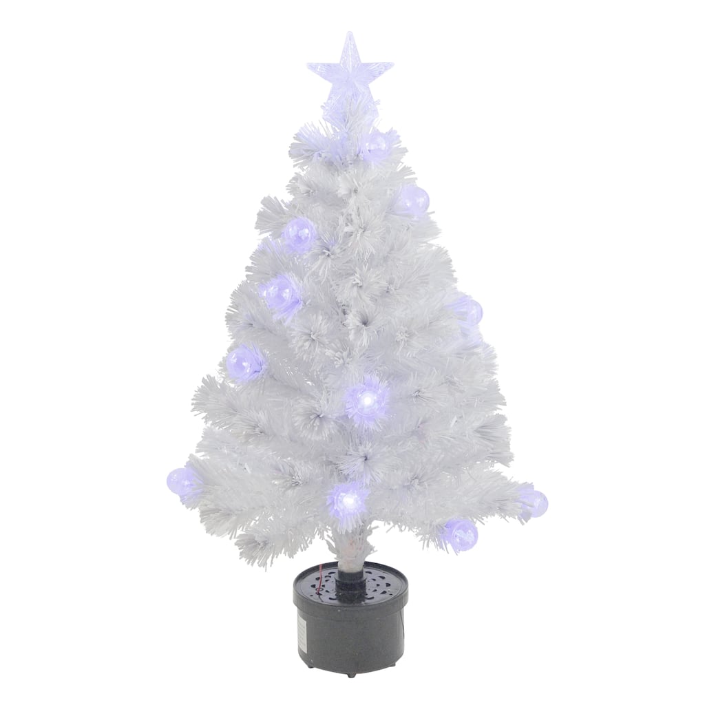 3' Pre-Lit White Fiber Optic Artificial Christmas Tree, White Lights - 3 Foot