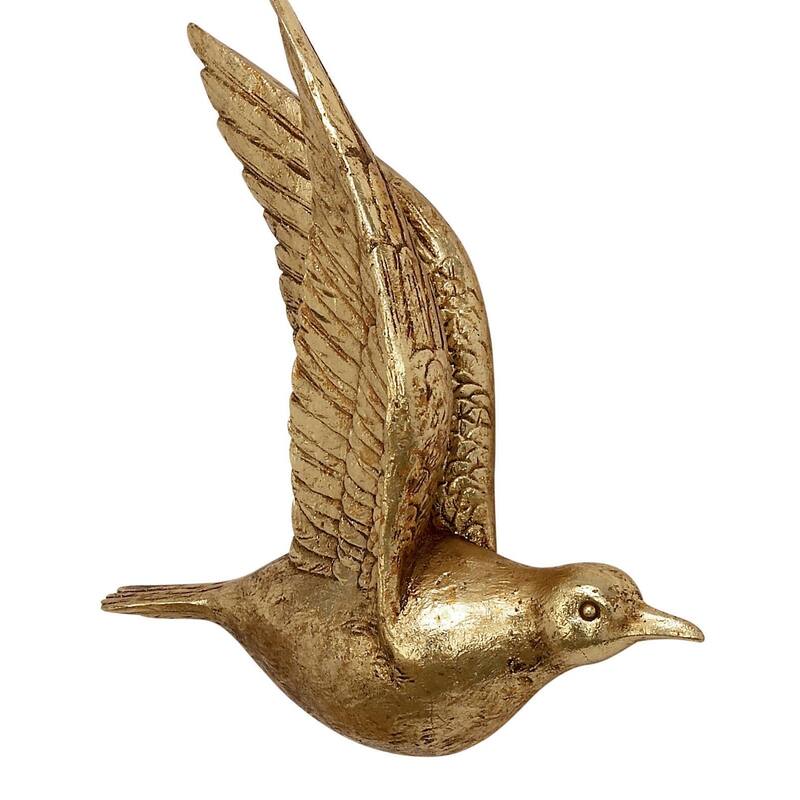 Polystone Bird Distressed 3D Floating Home Wall Decor - Set of 3 Dark Brown, Silver, Gold - Roche River Decor