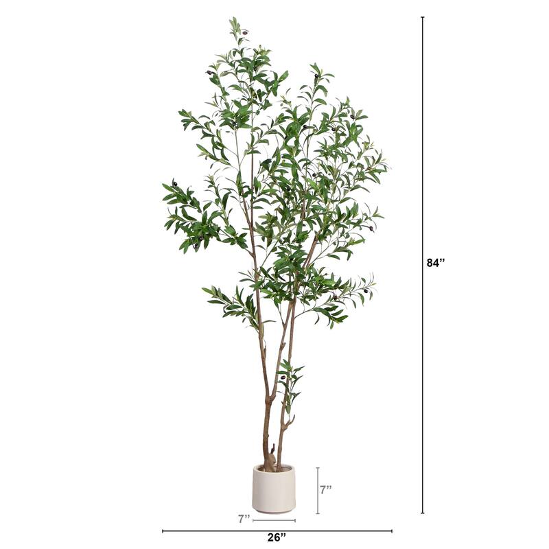 Minimalist Olive Potted Artificial Tree - 7' - Green