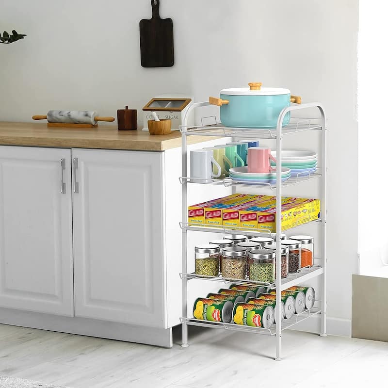 Water Bottle Organizer Vertical Free Standing Storage - White - 5 Tier