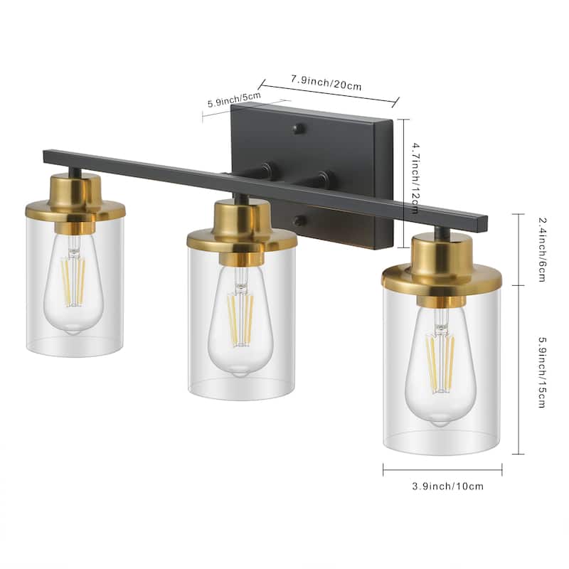 Starsky 23in 3-Lights Dimmable Bathroom Vanity Light Modern Wall Sconce Lighting with Glass Shade