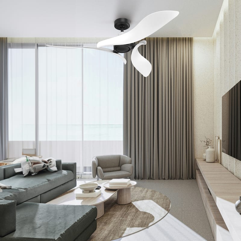 54" White Propeller ABS 3-blade Modern Outdoor Ceiling Fan without Light