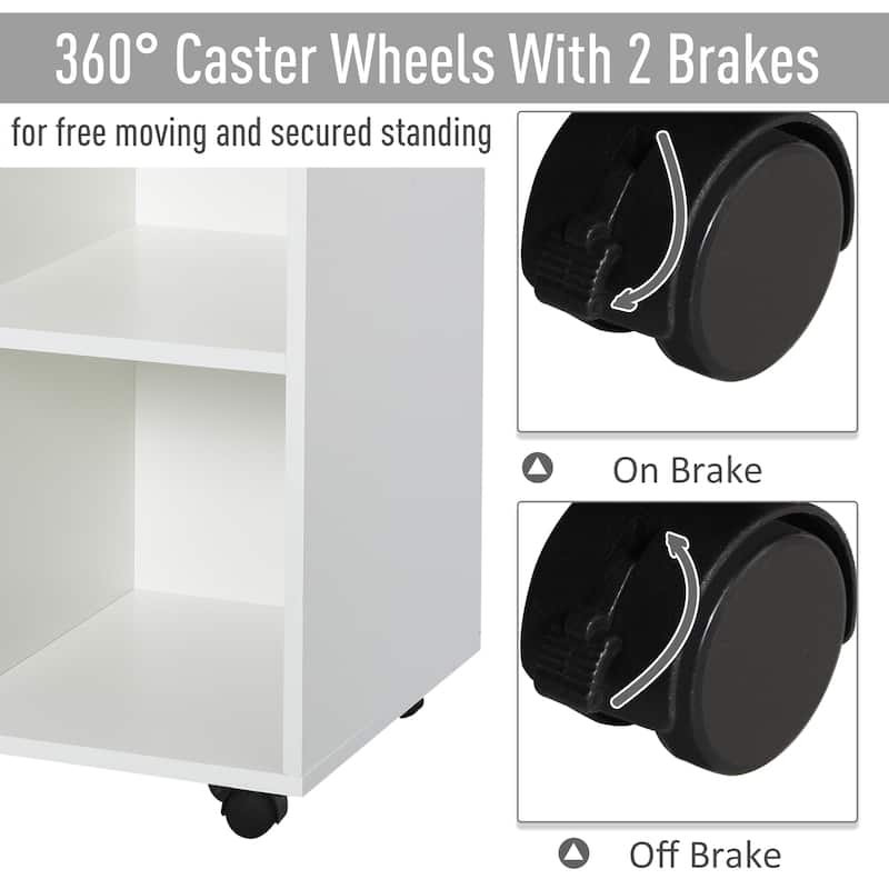 Vinsetto Printer Stand With 360 Degree Wheels, Multifunctional Office Cabinet, White