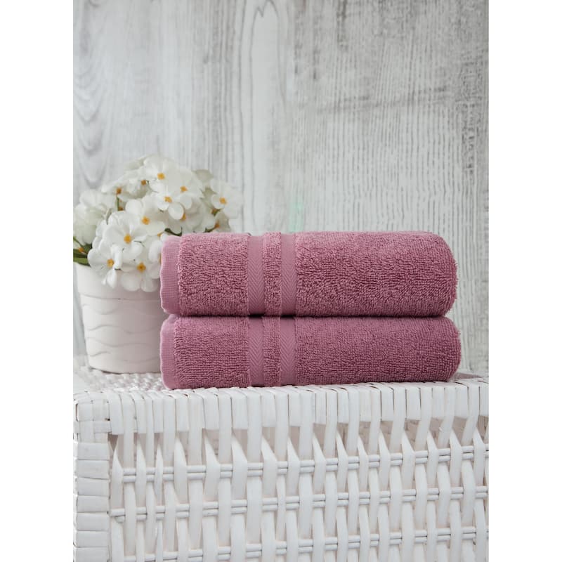 Ozan Premium Home 100% Turkish Cotton Sienna Luxury Collection Hand Towels (Set of 2) - Dusty Rose