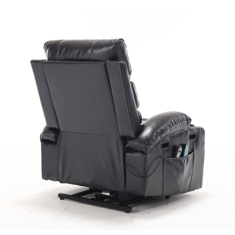 PU Leather Power Lift Recliner with Massage, Heating & Cup Holders