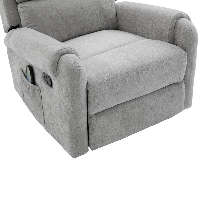 Christopher Knight Home - Solara Upholstered Swivel Rocker Recliner Chair with Massage and Side Storage Pocket