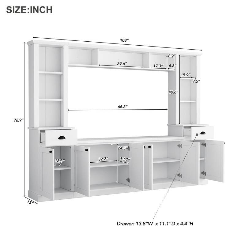 Modern 4-Piece Entertainment Wall Unit Set, Large TV Stand Media Console for TVs Up to 75"
