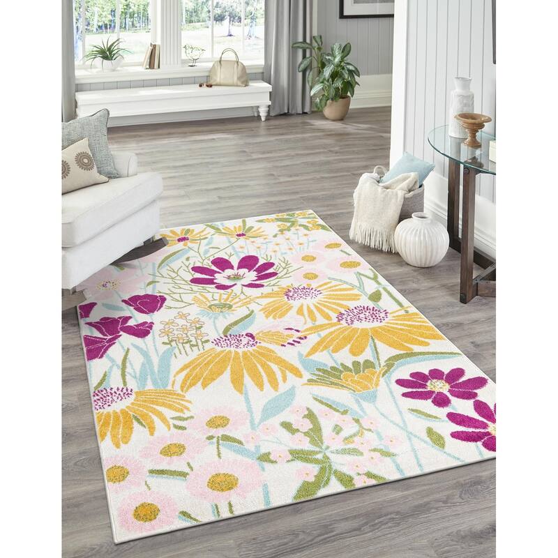 Contemporary Demdence Collection Area Rug - 4'x6' - White