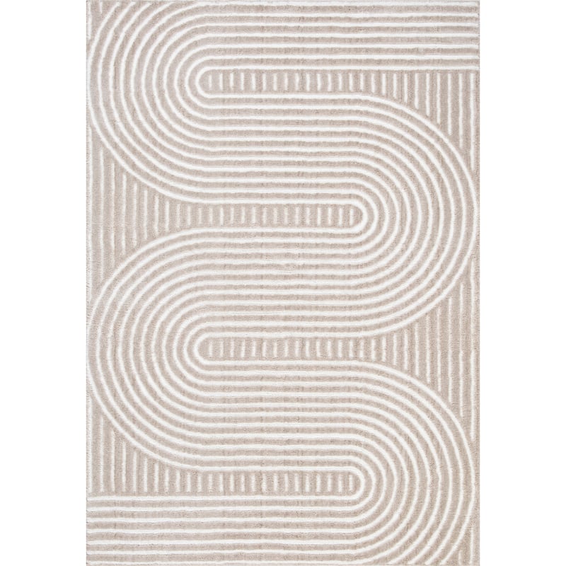 Terra by Obeetee Oslo Ripple Rug - Natural/Criss Cross - 5'3" x 7'3"