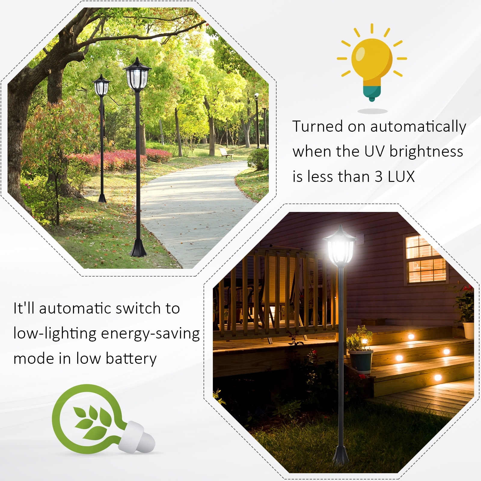 Outsunny Solar Torch Lights Outdoor Garden Lighting 6 LED Water-Resist Auto On/Off 6-8 Hours