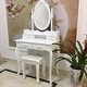preview thumbnail 8 of 8, Rotation White Mirror Dressing Vanity Table Makeup Desk with Stool - (29.52 x 15.75 x 56.1)"