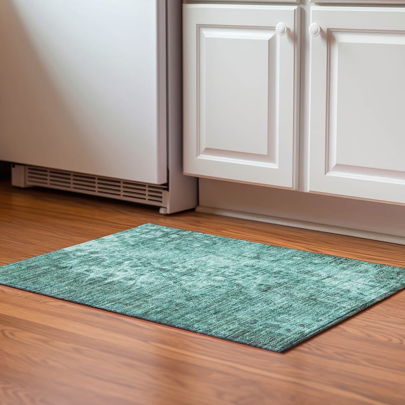 Premium Washable Super Soft Modern Impressions Mayfield Rug - Teal - 1' 8" x 2' 6" - Rectangle