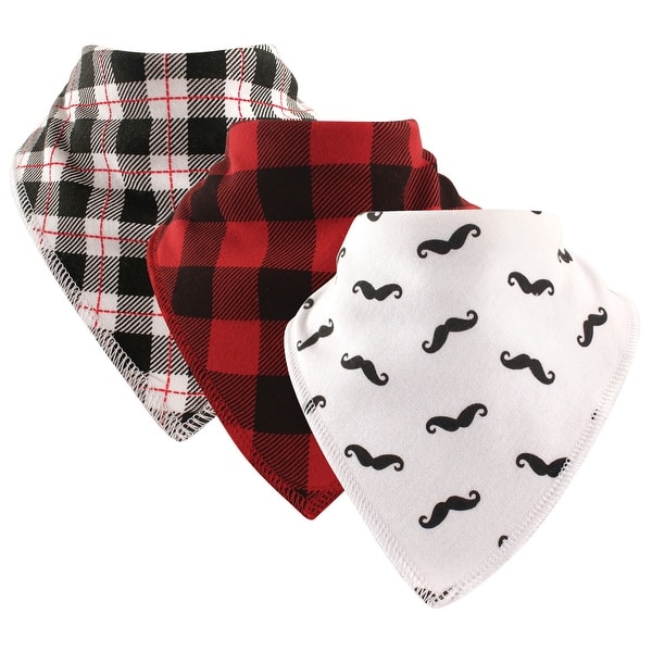 slide 1 of 1, Hudson Baby Infant Boy Cotton Fleece Bandana Bibs 3pk, Mustache, One Size - Mustache - One Size One Size - Mustache