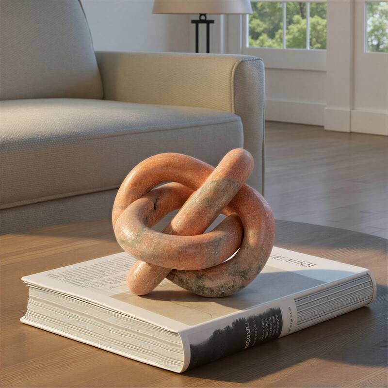 Decorative Interlocking Marble Chain with 3 Links - 6.0"L x 6.0"W x 6.0"H - Pink