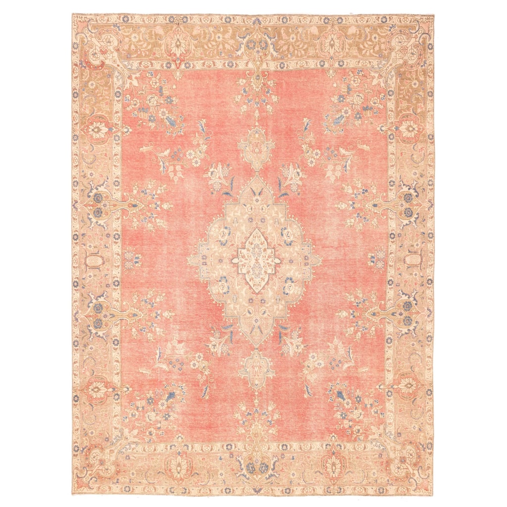 ECARPETGALLERY Hand-knotted Antalya Vintage Light Red Wool Rug - 9'9 x 12'10