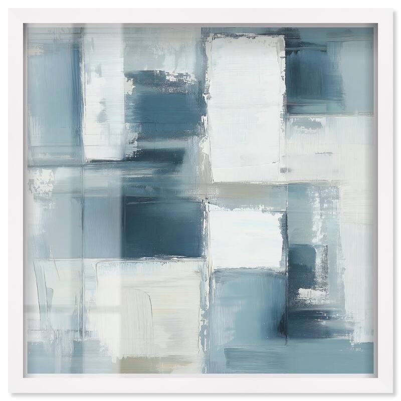Deconstructed Blue I Shadowbox by Art Remedy - White - 40" x 40"