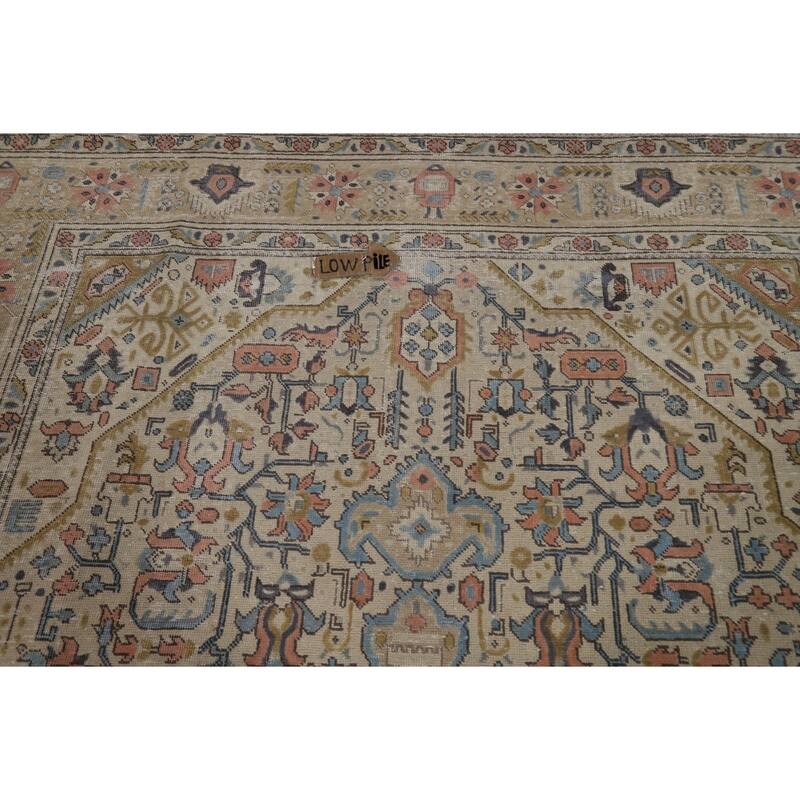 Geometric Tabriz Persian Area Rug Hand-Knotted Bedroom Wool Carpet - 6'7"x 9'5"
