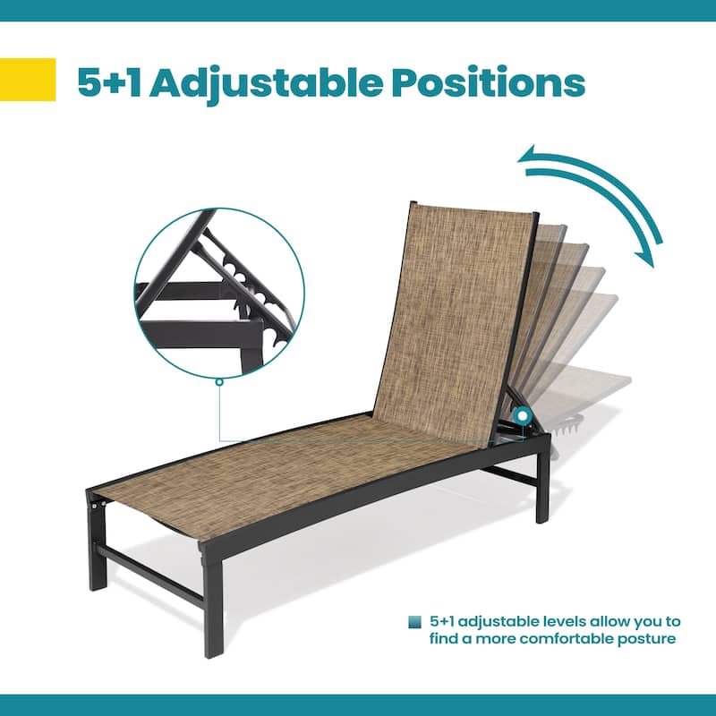 Pellebant Outdoor Adjustable Aluminum Chaise Lounge Chairs (Set of 4) - 23.43 " W x 42.63" D x 13.15" H