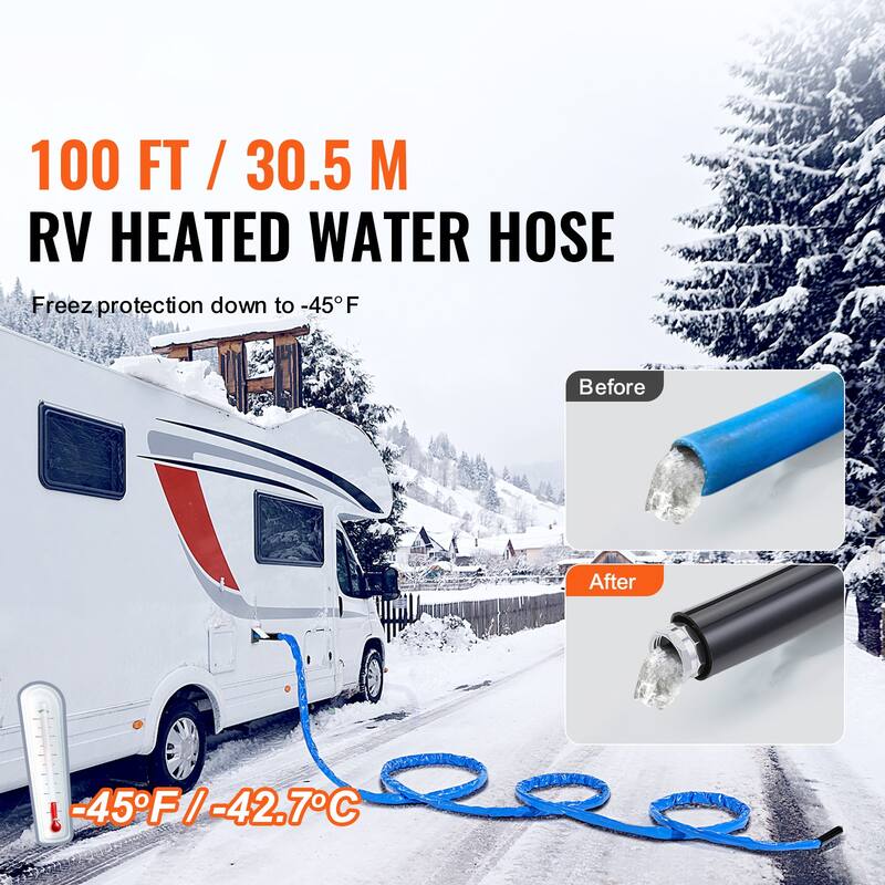 Heated Water Hose for RV, Heated Drinking Water Hose with Corrugated Cover Antifreeze to -45°F, Automatic Self-regulating
