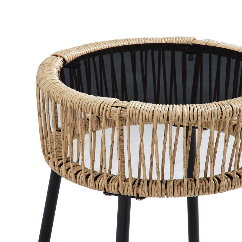 Corvus Havre 3-Piece Outdoor Wicker Bistro Set with Cushions