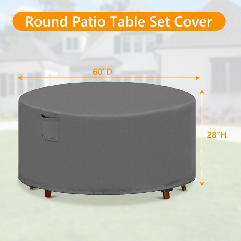 Heavy Duty Outdoor Furniture Cover Waterproof for Patio Round Table Chairs Set,Gray