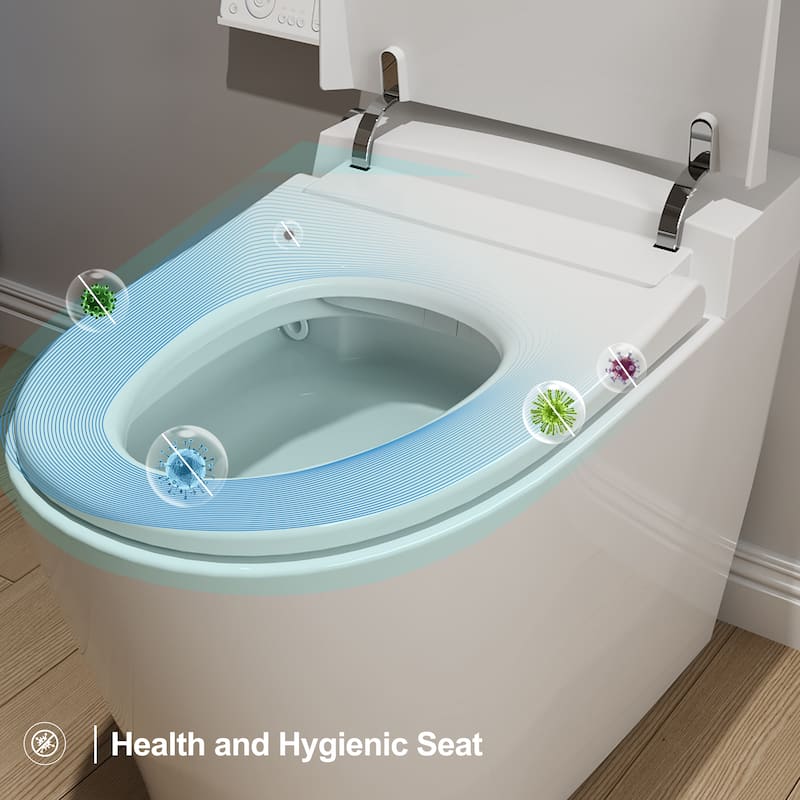 HOROW Elongated Smart Bidet Toilet in White with Auto Open Close Auto Flush Heated Seat and Remote Control - N/A