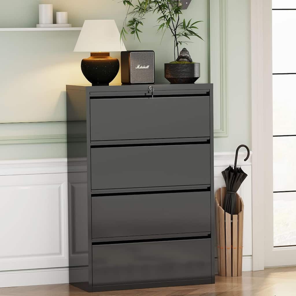 4 Drawer Metal Lateral Filing Cabinet with Lock