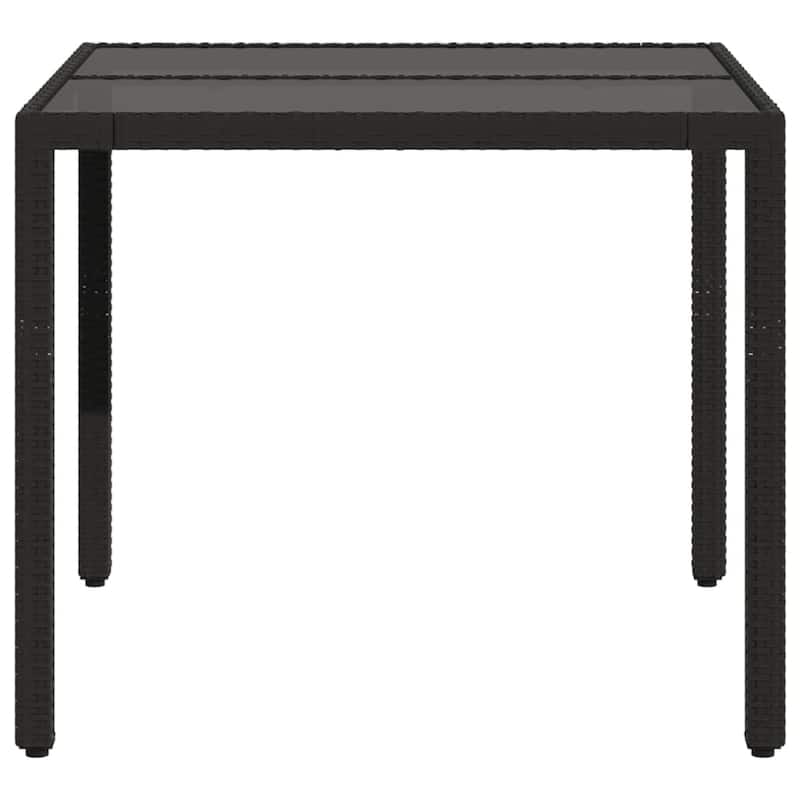 vidaXL Garden Table Black PE Rattan 35.4 x 35.4 in Sturdy Garden Table - 35.4 x 35.4 x 29.5