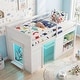 preview thumbnail 6 of 18, Gymax Twin Size Loft Bed w/ LED Lights 2 Doors Underbed Space &