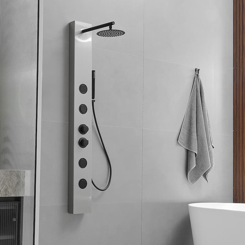 WIZ Rainfall Shower Tower Shower Panel System with Hand Shower