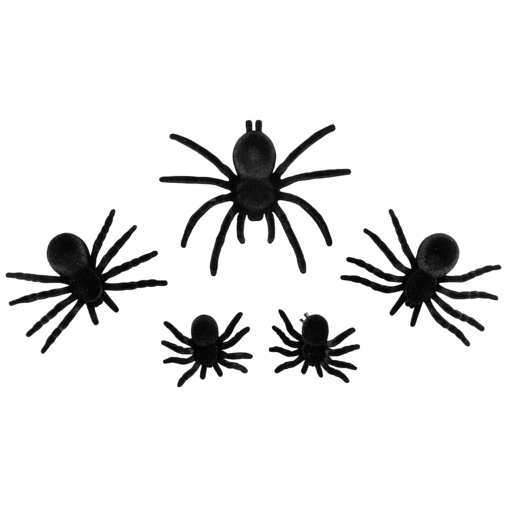 Clip-on Tarantula Spiders Halloween Decorations - 9.5" - Set of 5