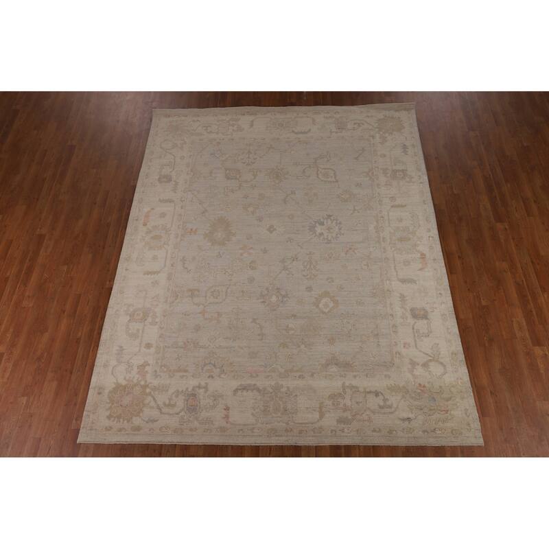 Vegetable Dye Oushak Turkish Area Rug Handmade Bedroom Wool Carpet - 8'0"x 9'10"