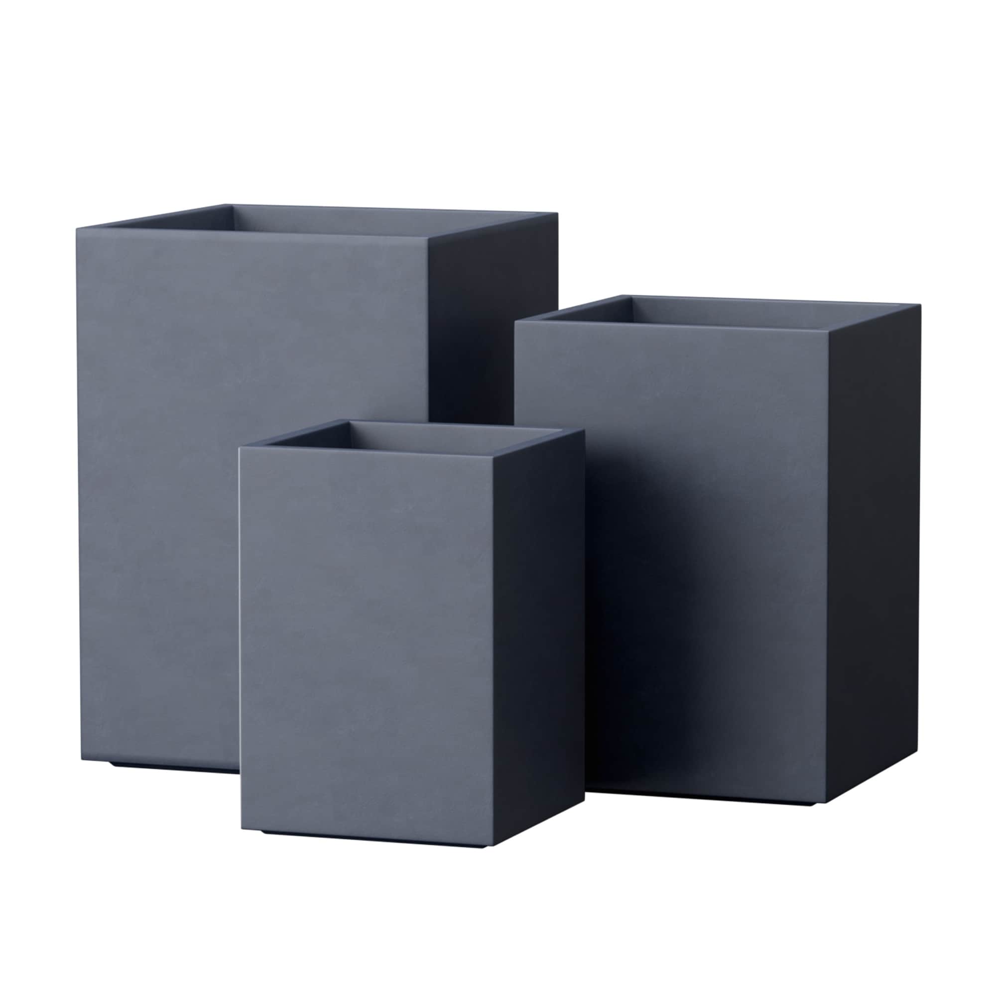 3-Piece Smooth Modern Concrete Planter Set for Patio & Garden Decor - 18.5" H x 13" W