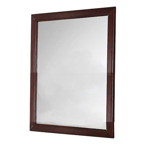Transitional Style Mirror with Raised Wooden Frame, Brown and Silver - 38 H x 1 W x 36 L Inches