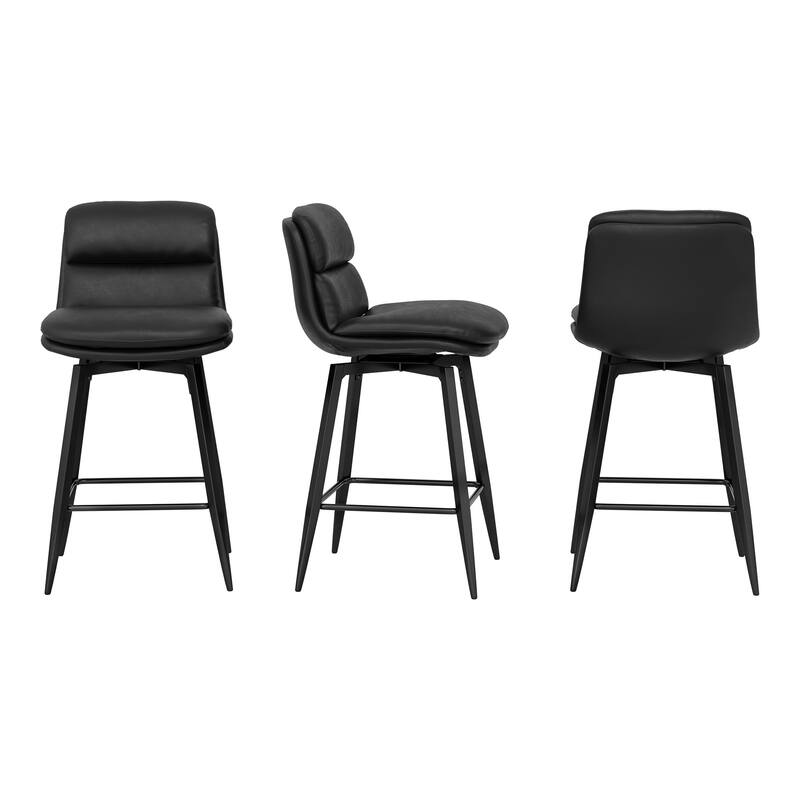 360°Swivel Bar Stools Set of 2/3/4, 26" H Seat Height with, Faux Leather Barstool for Kitchen Island and Home Bar Brown