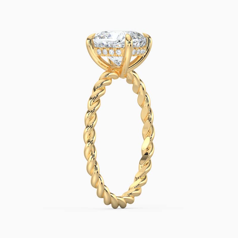 Auriya 14k Gold Lab Grown Cushion Diamond Twisted Hidden Halo Engagement Ring 1.00 to 5.00 ct. tw. (F-G, VS)