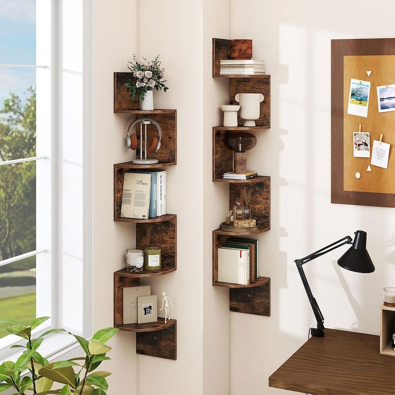 1/2PCS Corner Shelf Wall Mounted Wooden Display Stand Rack