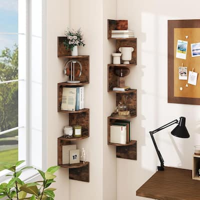1/2PCS Corner Shelf Wall Mounted Wooden Display Stand Rack