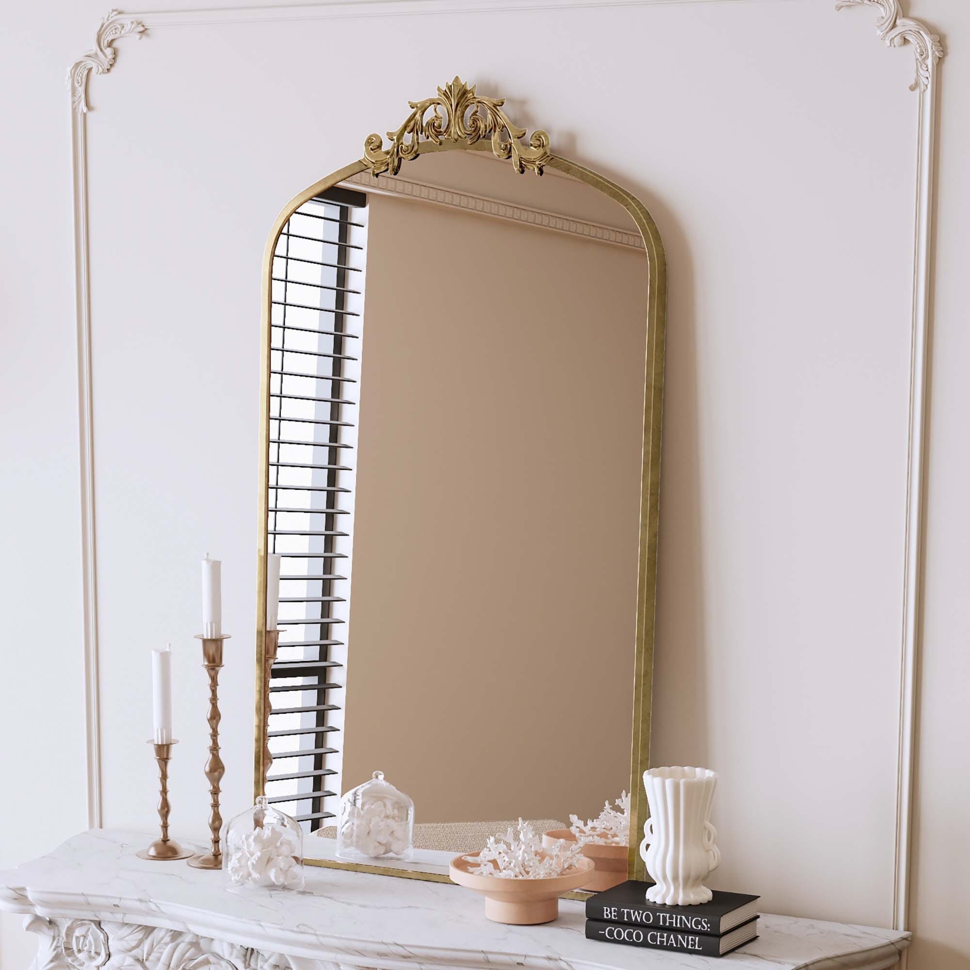 Full Length Mirror Oversized Vintage Ornate Arched Floor Mirror Metal Framed