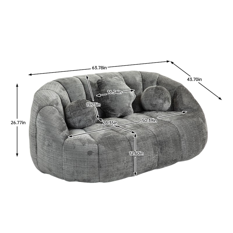 HOMEFUN Chenille Upholstered Durable Comfort Lounger Bean Bag Lazy Sofa